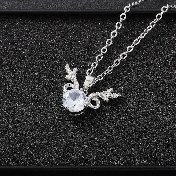 💎 Unique Antlers Design Clavicle Pendant Necklace for Women, INDN8636 - Picture 4 of 6